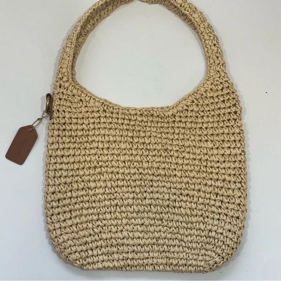 Coach Natural Straw Crochet Tote Bag - Picture 2 of 4